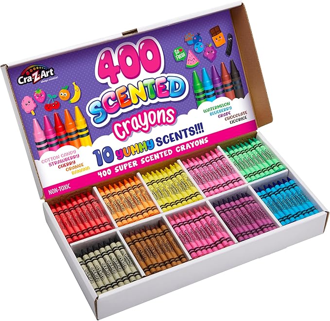 Cra-Z-Art Scented Crayon Bulk Pack 400ct 10 Assorted Colors & Delicious Scents, Great For Back To School, In Classroom & Supply Room For Teachers, Birthday Party Favor Bags