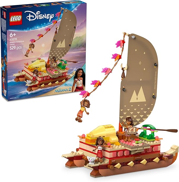 Lego 43270 Moana Canoe Adventure Toy, Toy, Birthday, Present, Blocks, Educational Girls, Boys, Children, 6, 7, 8, 9, Disney Goods, Pretend Play, Pretend Play