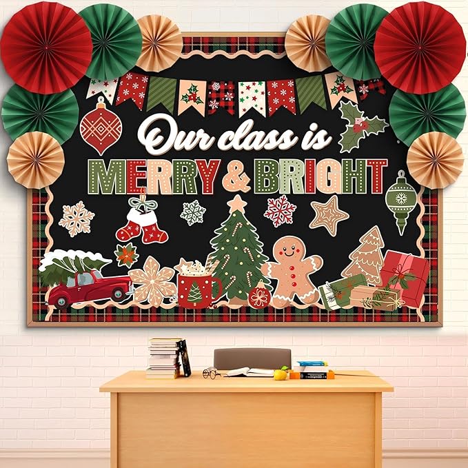 Eersida Spring Bulletin Board Decorations with Paper Fans St Patricks Day 3D Classroom Bulletin Board Christian Easter Flower Bunny Cutouts School VBS Library Church Window Wall Decor(Xmas)
