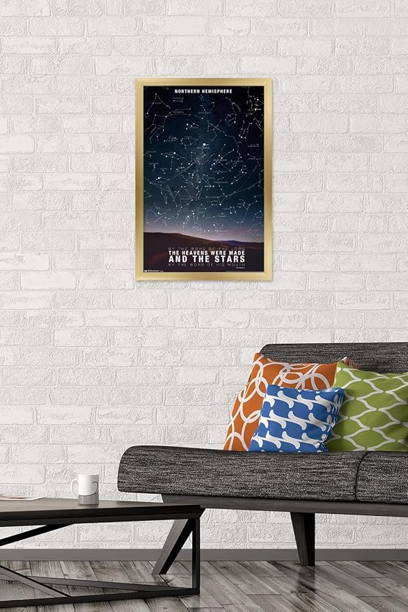 The Stars Wall Poster, 22.4L" x 14.7W", Gold Framed Version