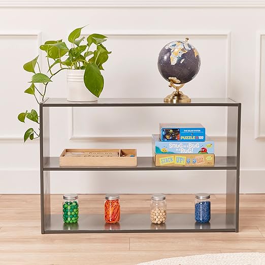 ECR4Kids Streamline 2-Shelf Double-Sided Storage Cabinet, 24in, Classroom Furniture, Grey Wash