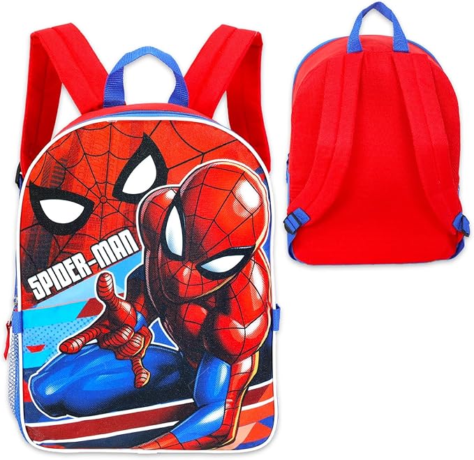 Marvel Spiderman Backpack Set - Bundle with 16" Bag, Lunch Box, Stationery, Water Bottle, Stickers, and More | Marvel School Supplies Kit for Kids