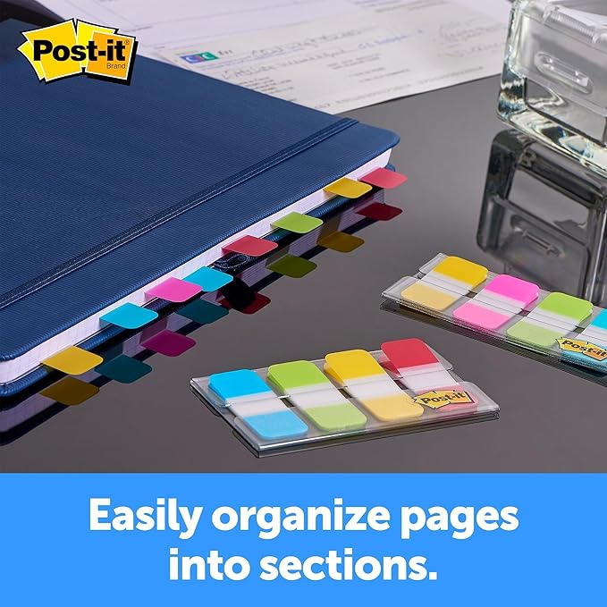 Post-it Tabs, .625 in Solid, Aqua, Yellow, Pink, Violet, 10/Color, 40/Dispenser (676-AYPV) (2 Pack)