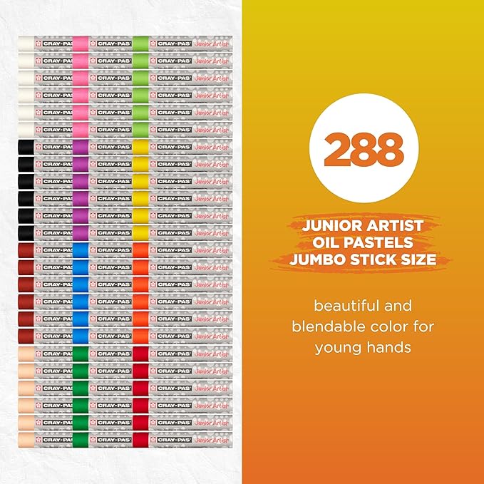 SAKURA Cray-Pas Junior Artist Jumbo Oil Pastel Colorpack, 288 Pc, Colors may vary, Count