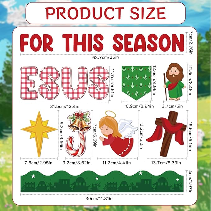 Christmas Bulletin Board Decorations - Nativity Scene Christian Classroom Decorations Set Xmas Jesus Religious Paper Cutouts Bulletin Board Decor Sunday School Office Wall Decor Supplies