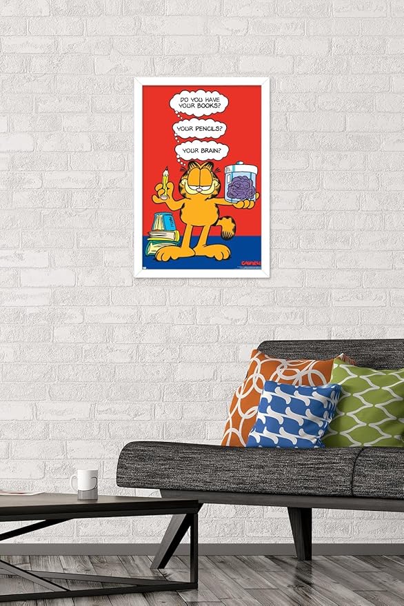 Garfield - Brain Wall Poster, 22.4L" x 14.7W", White Framed Version