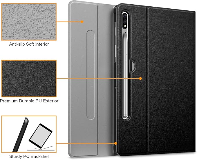 FINTIE Keyboard Case for Samsung Galaxy Tab S8/Tab S7 11 Inch (Model SM-X700/X706/T870/T875/T878) with S Pen Holder, Slim Lightweight Stand Cover w/Detachable Wireless Bluetooth Keyboard, Black