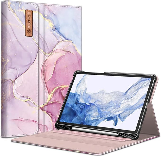 Fintie Case for Samsung Galaxy Tab S8/Tab S7 11 Inch (Model SM-X700/X706/T870/T875/T878) with Built-in S Pen Holder, Multiple Angle Portfolio Business Cover with Pocket Auto Sleep/Wake, Dreamy Marble
