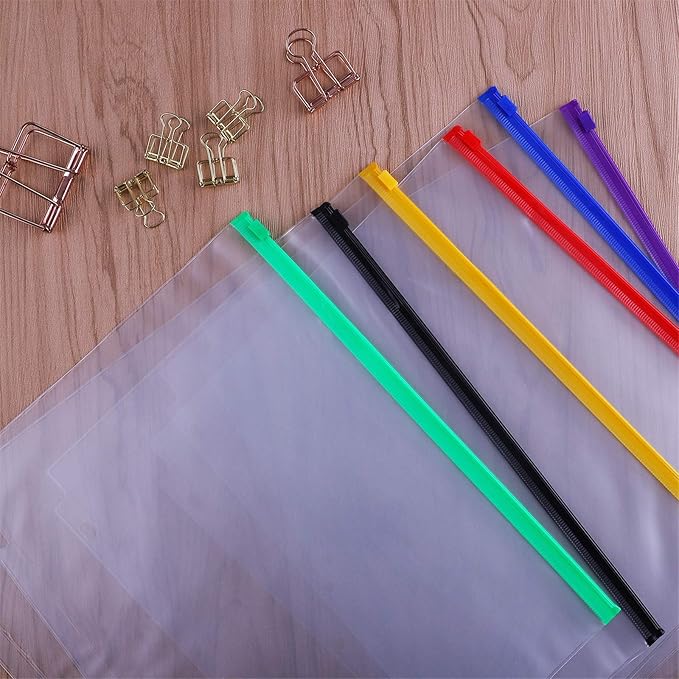 Antner 12 Pack Letter Size Binder Pockets 3 Ring Binder Multicolor Zipper Pouches Document Organizer, PVC 3-Hole Loose Leaf File Folders Insert Sleeves Page Sheet Protectors Business Office Supplies