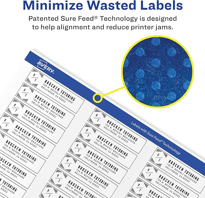 Avery Mailing Address Labels, Laser Printers, 40,000 Labels, 1/2 x 1-3/4, Permanent Adhesive, Easy Peel (5 Packs 5167)