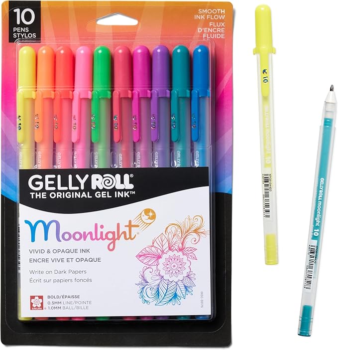SAKURA Gelly Roll Moonlight Gel Pen Set, Bold Tip, Opaque Colors, 10 PK 38176