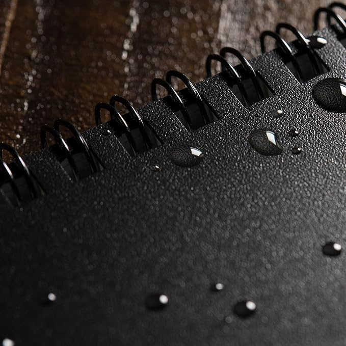 Rite in the Rain Weatherproof Side Spiral Weekly Planner, 6.625" x 8.5", Black Cover, Undated Calendar (No. P52-LG)