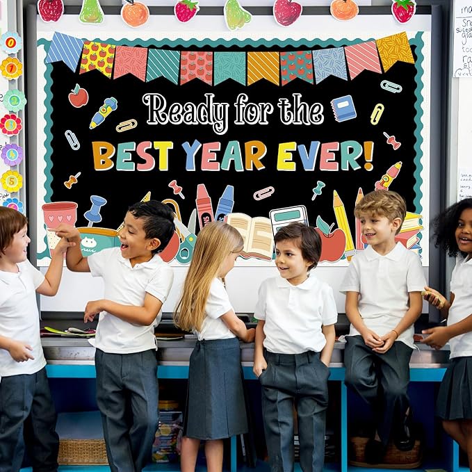 Positive Back to School Bulletin Board Set Ready for The Best Year Ever Classroom Decorations Colorful Inspirational Paper Cutouts for Motivational Nursery Chalkboard Wall Door Decor Teacher Supplies