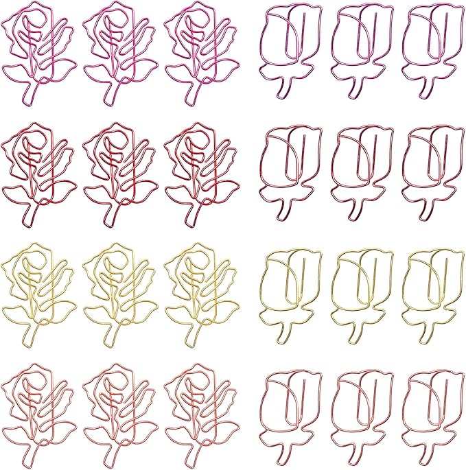 80 Pcs Cute Flower Paper Clips Set, Floral Paper Clips for Office Supplies Organization (Flower Shape 3)