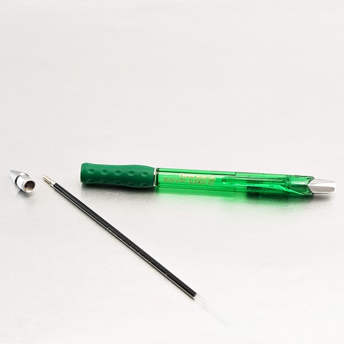 Pentel RSVP Super RT Ballpoint Pen, (1.0mm) Medium Line, Green Ink, Pack of 4 (BX480BP2D)