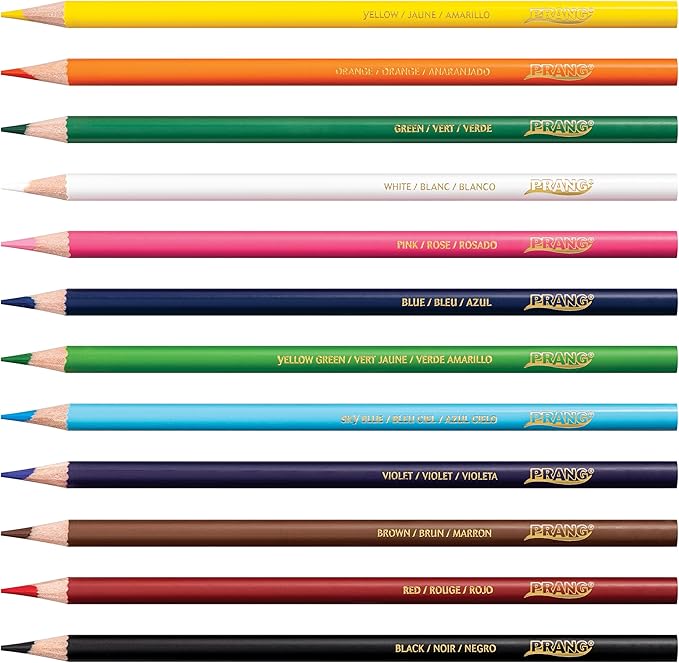 Prang Thick Core Colored Pencils, Assorted Colors, 3.3 mm core, 12 Count