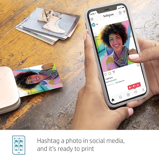 HP Sprocket Select 2.3x3.4 Instant Photo Printer, Print Pictures on Zink Sticky-Backed Paper from Your iOS & Android Device, Portable Printer for Home Use and Travel, Eclipse