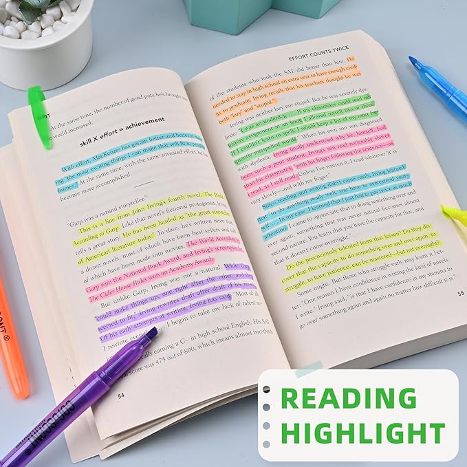 coruscant Highlighter - 100 pack color highlighter, color transparent visible fluorescent pen shell, wide chisel point mark, fluorescent pen, school, office