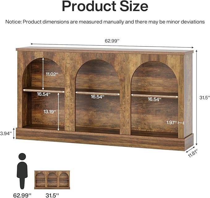 Tribesigns TV Consoles for Living Room, Television Stand for 55/60/65 Inch TV, Farmhouse Media Entertainment Center Stand with Storage Cabinets, Rustic Brown