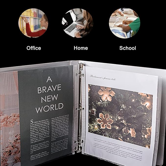 Seashell 300PCS Non-Glare Sheet Protectors 8.5 x 11, Page Protectors Reinforced 3 Holes, 2 Mil Thick Top Loading Page Protectors, Plastic Sleeves for 3 Ring Binder, Acid Free & Archival Safe