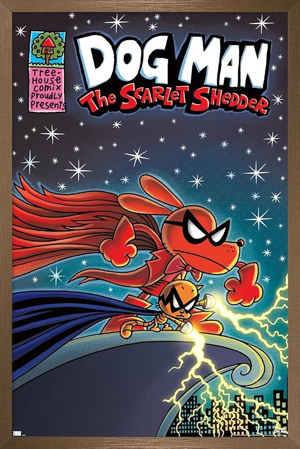 Dog Man - The Scarlet Shedder Wall Poster, 22.4L" x 14.7W", Bronze Framed Version
