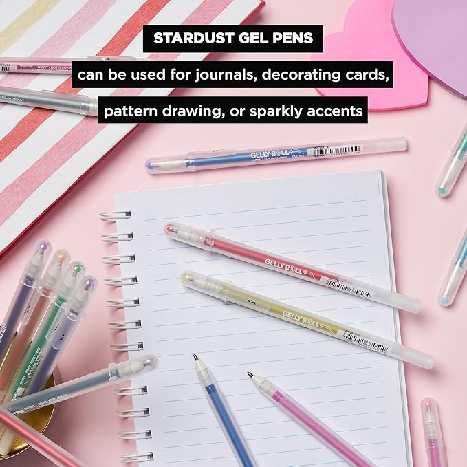 SAKURA 57906 6-Piece Gelly Roll Stardust Gel Pen Set, Bold, Clear
