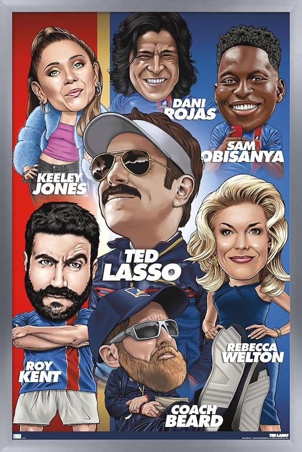 Ted Lasso - Character Grid Wall Poster, 34L" x 22.4W", Silver Framed Version