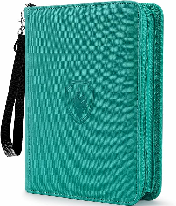 Premium 4 Pocket Zip Card Binder, Trading Card Binder for 320 Cards, Portable PU Card Collection Binder, Collector Card Album Folder for Game & Sports Cards (Turquoise)