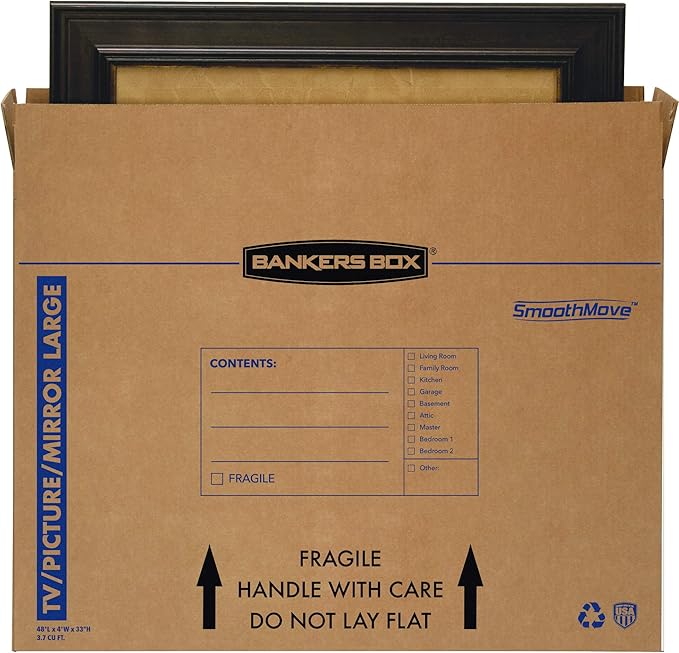 Bankers Box Large - up to 55" TV/Picture/Mirror - Moving Box 4 Pack, 48-in x 4-in x 33-in (7711301)