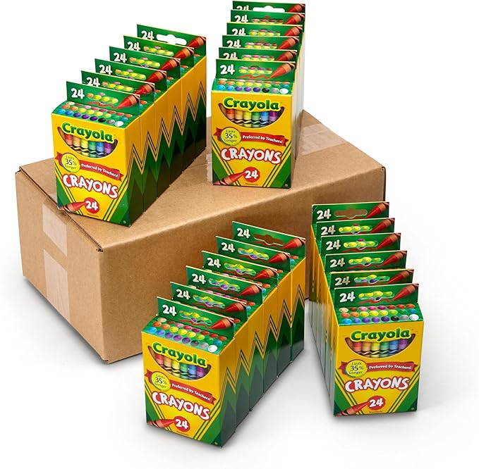 Crayola Crayons Bulk (24 Packs), Coloring Book Supplies, Presharpened Crayons for Kids, Stocking Stuffers, Preschool Classroom Supplies, Gifts, Ages 3+