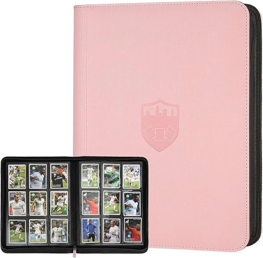 Trading Card Binder 9 Pocket, GERMUN PU Cover Card Binder for 360 Cards, Premium Trading Card Holder Folders, Double Sided Pocket Card Album for MTG, TCG (Pink)