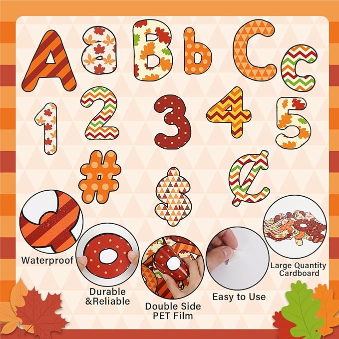 266 Pcs Letters Combo Pack Set Bulletin Board Letters Fall Thanksgiving Letters and Number Accents for Bulletin Board Display Home Decor