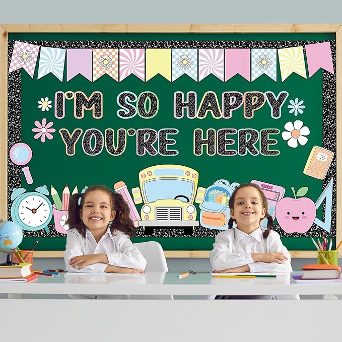Back to School Bulletin Board Decorations Composition Notebook Classroom Bulletin Board Set Colorful Notebook Pencil Stationery Paper Cutouts for First Day of School Classroom Decor Supplies