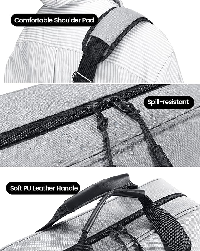 4 Inch 3 Ring Zipper Binder with Shoulder Strap & Handle & Multi-Pocket - 4" Binder with Zipper for School, Compatible with 13-Inch MacBook/Tablet -Patent Design Grey