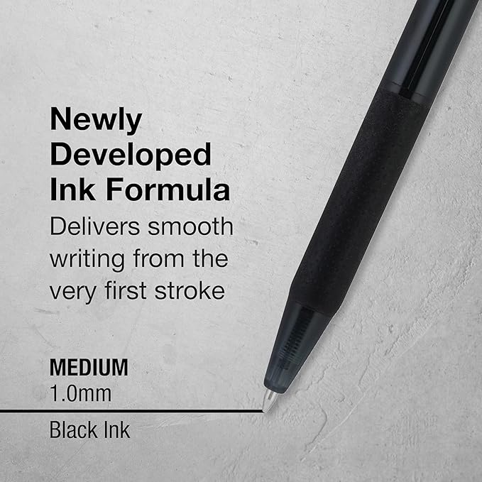 Pilot BP-1RT Advanced Ink, Retractable Ballpoint Black Ink Pens, Medium Point, Dozen Box, 1mm
