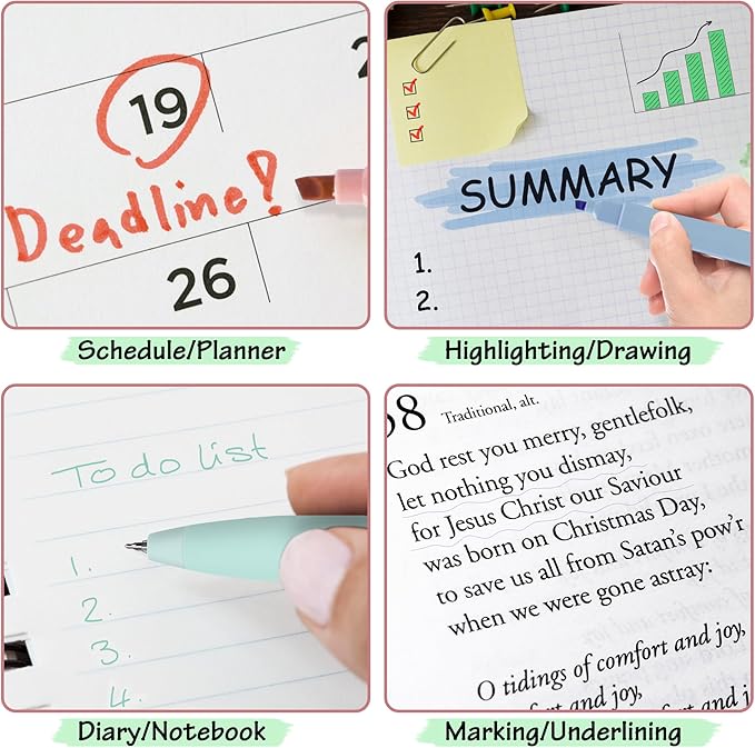 12 Pastel No Bleed Bible Highlighters and 6 Color Pens with 620 Sheets Transparent Sticky Notes, Bible Journaling Kit, Aesthetic Colored Labels for School Office Annotating Books Supplies