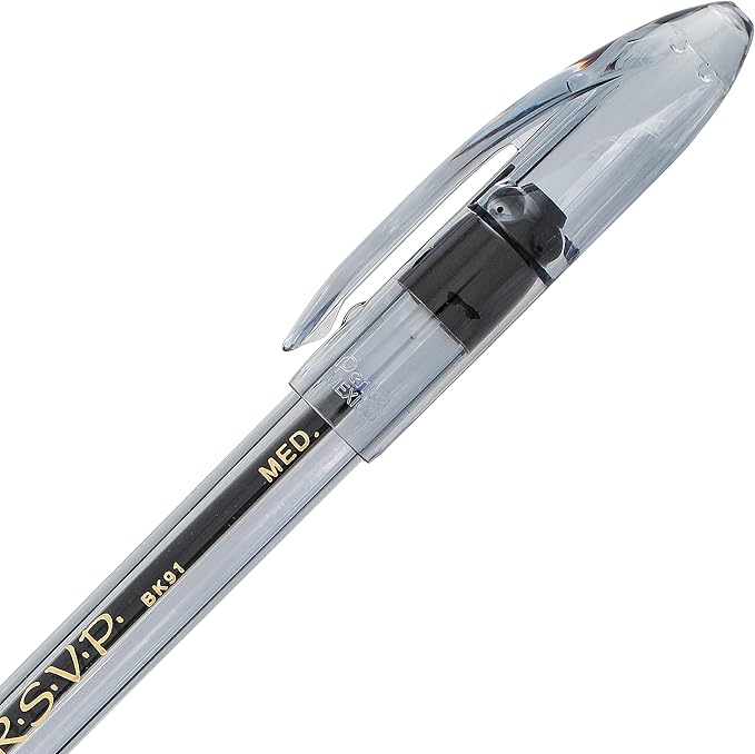 Pentel R.S.V.P. COLORS BallPoint Pen, Medium Line, Black Ink, Pack of 4 (BK91CRBP2A)