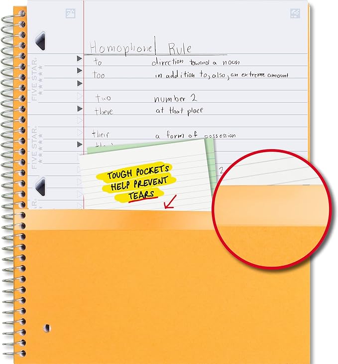 Five Star Spiral Notebook + Study App, 3 Subject, Wide Ruled Paper, 8" x 10-1/2", 150 Sheets, Fights Ink Bleed, Water Resistant Cover, Amethyst Purple (38737)