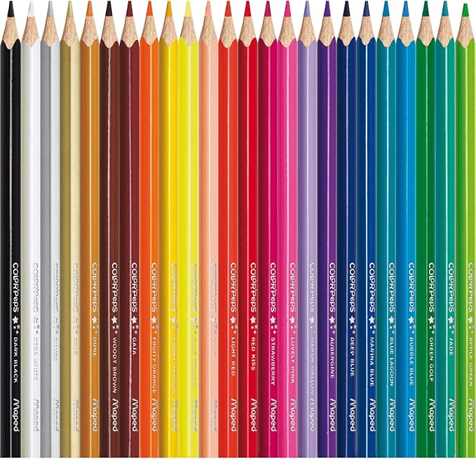 Maped Helix USA - Color'Peps Triangular Colored Pencils, 24 Pack - Art Project Creation - Vibrant Colors - Quality Art Supplies for Professionals and Hobbyists