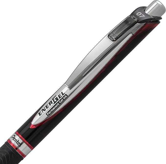 Pentel EnerGel Pro Permanent Gel Ink Pen, (0.7mm) Assorted Colors, 3 Pack (BLP77BP3M), black/red/blue