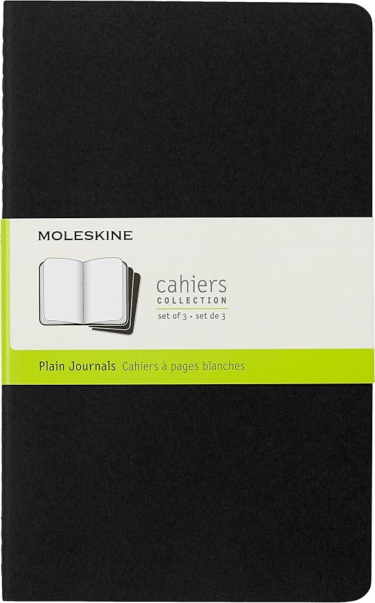 Moleskine Cahier Journal, Soft Cover, Large (5" x 8.25") Ruled/Lined, Black, 80 Pages (Set of 3)