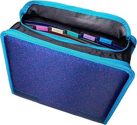 Case-it Binder, 3 Inch O-Rings, 600 Sheet Capacity | Mighty Zip Tab | 5 Color Tabs | Multiple Pockets | Shoulder Strap