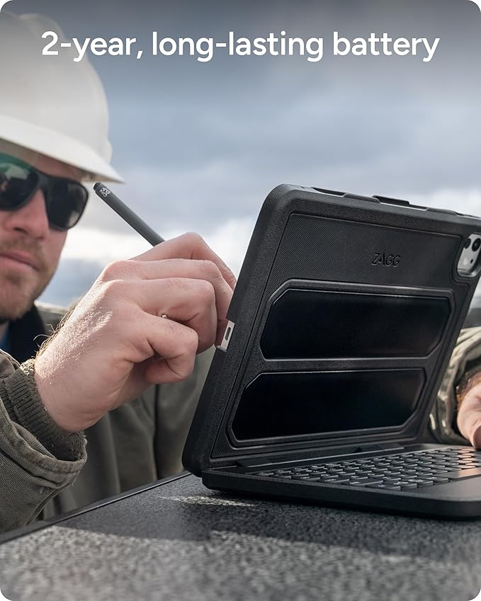 ZAGG Rugged Book Detachable Case with Magnetic-Hinged Backlit Keyboard for iPad Air/Air 2/9.7/9.7 Pro - Multi-Device Bluetooth Pairing - USB-C to USB-C Cable Included, Black
