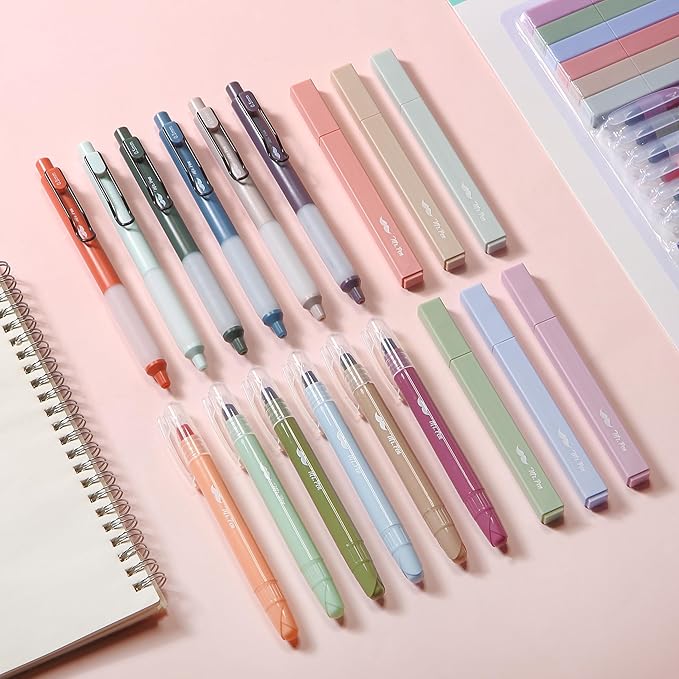 Mr. Pen Aesthetic Highlighters and Gel Pens, 18 Pack - Vintage Color Bible Highlighters No Bleed