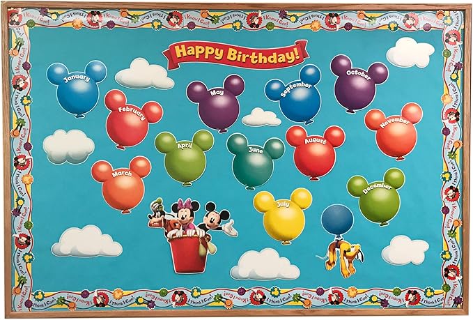 Eureka Disney Mickey Mouse Clubhouse Birthday Bulletin Board Set Classroom Decoration for Teachers, 24 pcs