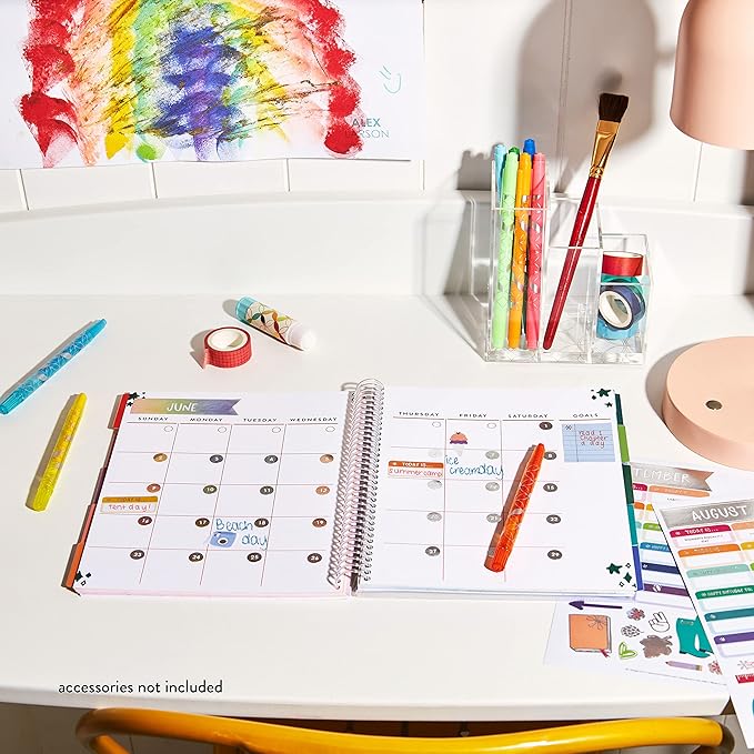 Erin Condren 7'' x 9'' Plastic Spiral Choose Peace Undated Kid's Planner - Calendars, Reading Logs, Stickers, and Creative Planner & Activity Book for Kids by Erin Condren