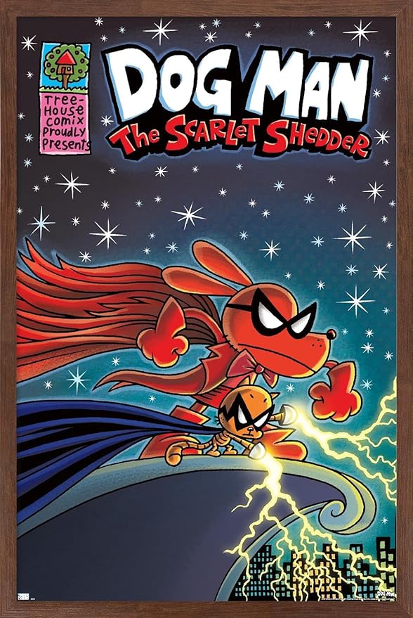 Dog Man - The Scarlet Shedder Wall Poster, 22.4L" x 14.7W", Mahogany Framed Version