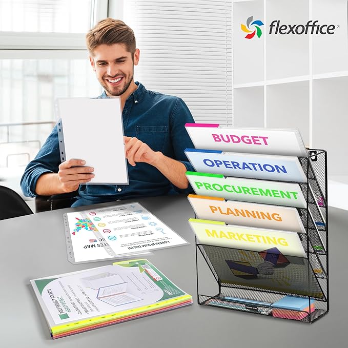 24 Pack, Color Edges Plastic Sheet Protectors 8.5"x11", Premium Heavy Duty, Top & Side Loading, Page Protectors Sheet Reinforced 11-Hole Fit for 2/3/4 Ring Binder
