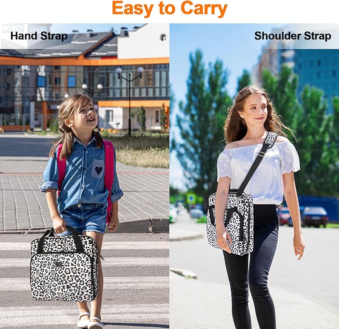 4 Inch 3 Ring Zipper Binder D-Ring, Binder with Strap 800 Sheet Capacity & Multi-Pockets School and Office Binder Organizer, Compatible with 13-Inch MacBook(Patent Design Leopard)