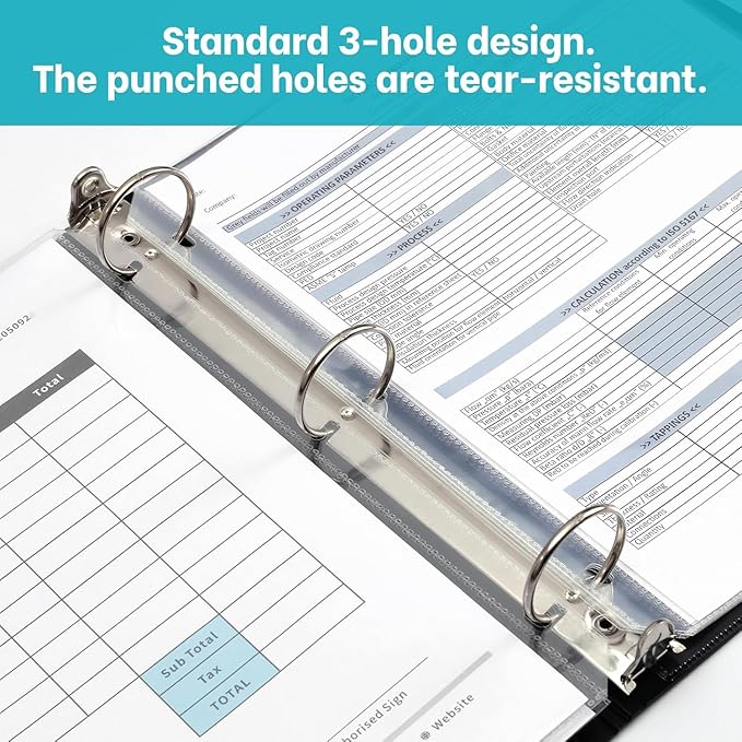 Super Heavyweight 3-Hole Letter Size Sheet Protectors - High Transparency Plastic Heavy Duty Sleeves for 3 Ring Binders, Archival Safe, Durable Page Protectors for Documents, 8.5x11 Inch (300 Pack)